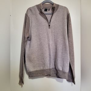 Saks Fifth Avenue Black Label Quarter Zip Beige Sweater 100% Wool Men's Size XXL